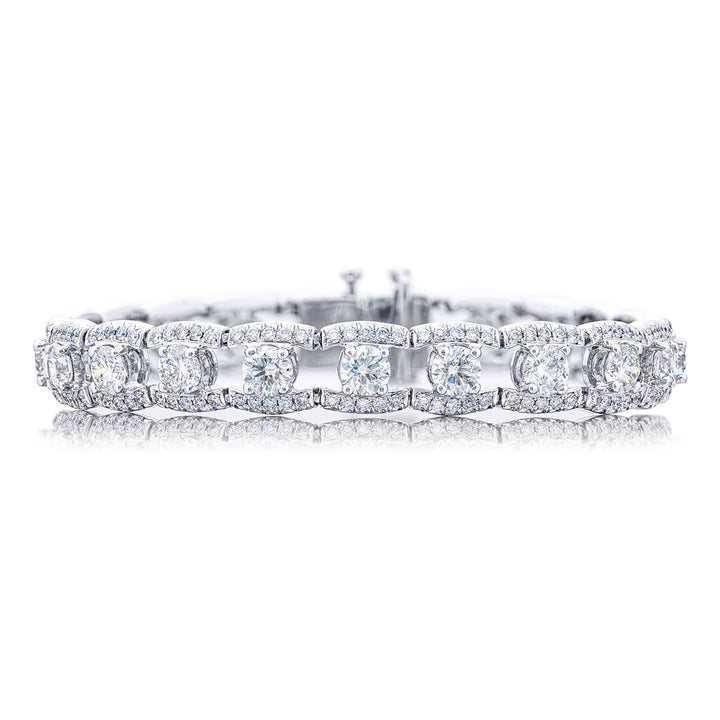 Platinum Round and Micro Pave Diamond Bracelet