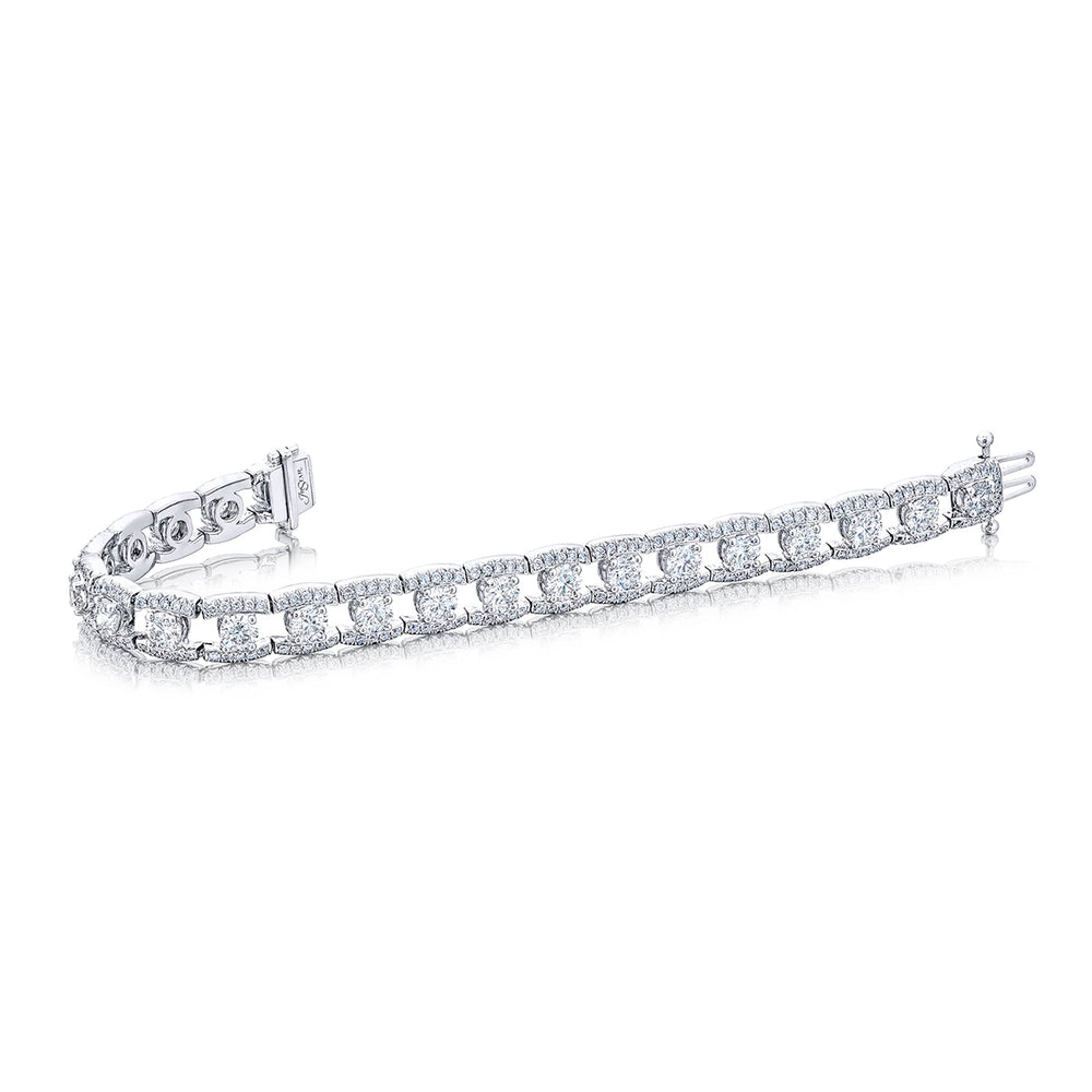 Platinum Round and Micro Pave Diamond Bracelet
