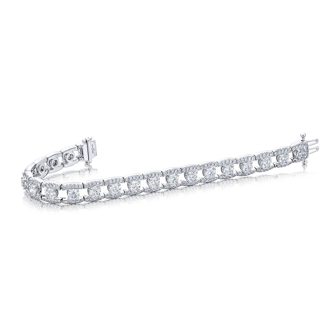 Platinum Round and Micro Pave Diamond Bracelet