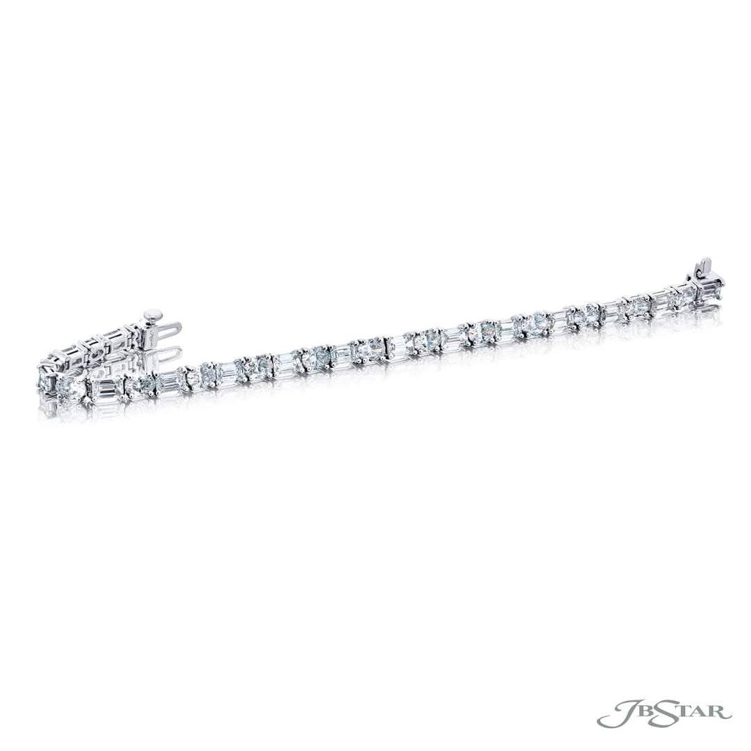 Platinum Emerald-Cut and Oval Diamond Bracelet