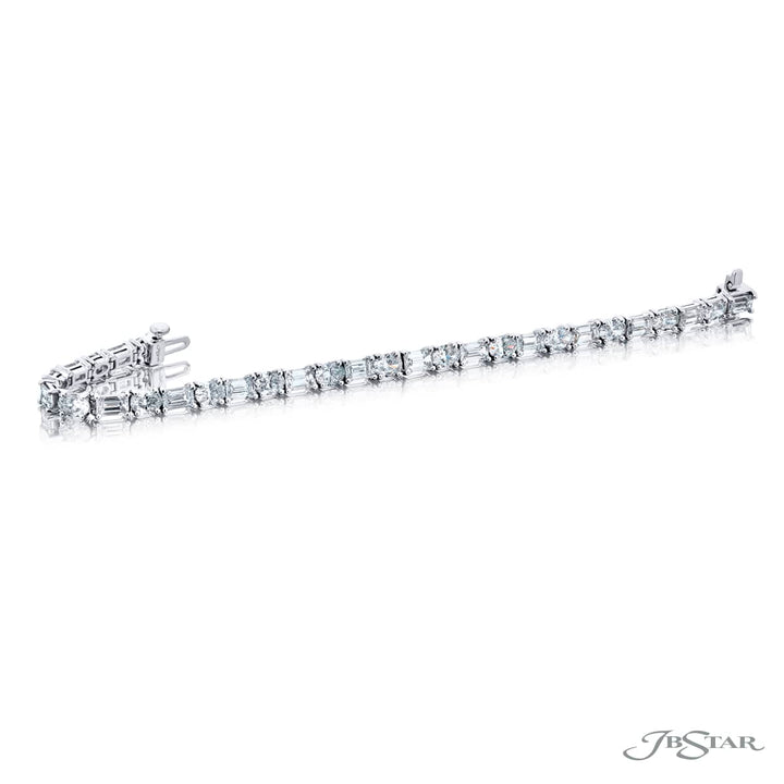 Platinum Emerald-Cut and Oval Diamond Bracelet