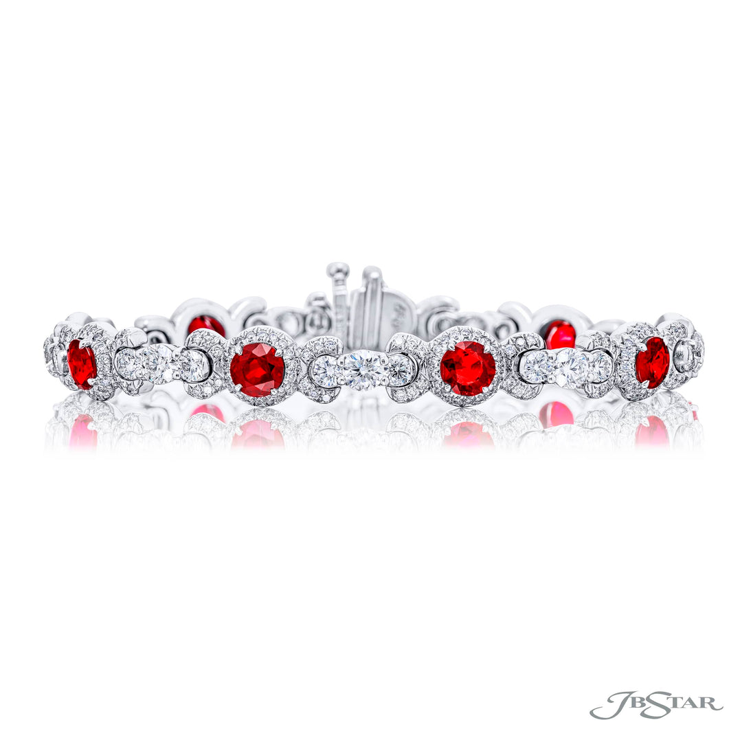 Platinum Round Ruby and Diamond Bracelet