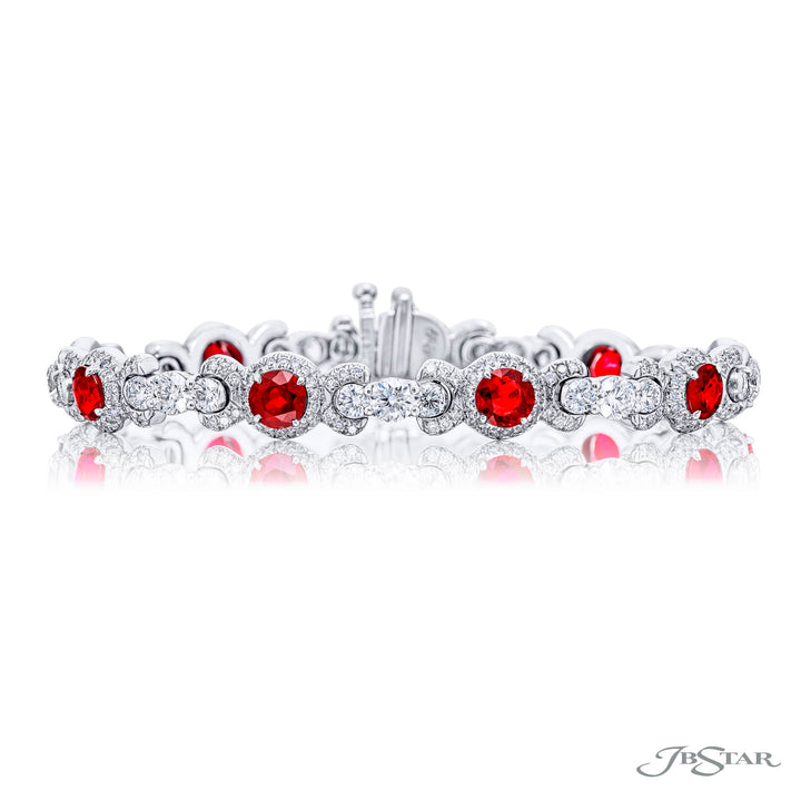 Platinum Round Ruby and Diamond Bracelet
