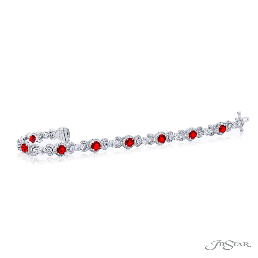 Platinum Round Ruby and Diamond Bracelet