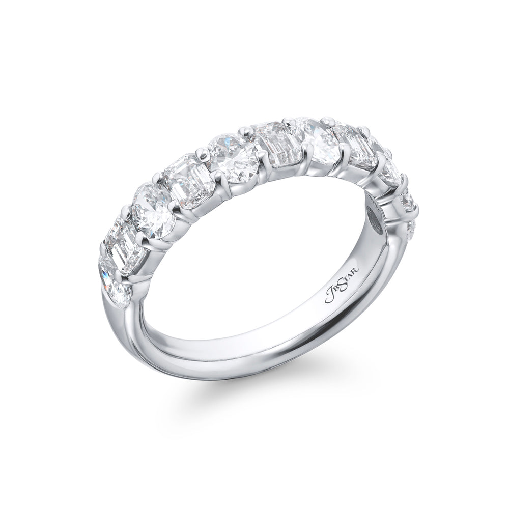 Platinum Emerald-Cut and Oval Diamond Band