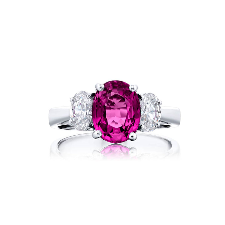 2.54 ct. GIA-Certified No-Heat Pink Sapphire & Diamond Ring in Platinum