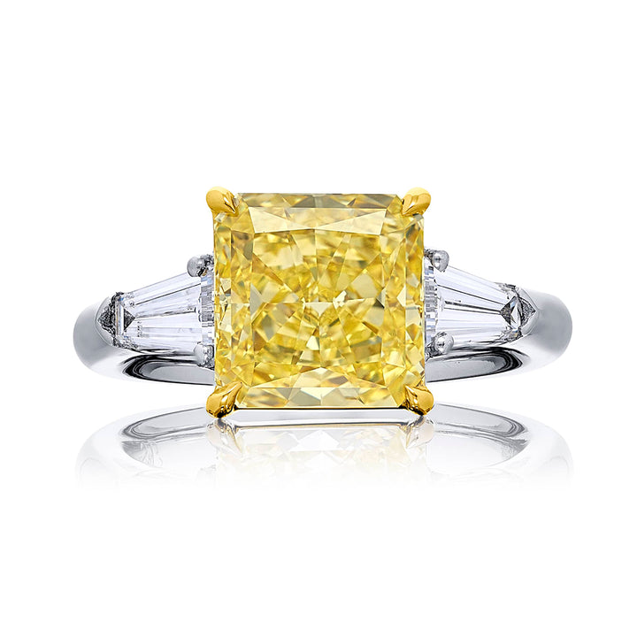 Platinum Radiant-Cut Fancy Yellow Diamond GIA Certified Engagement Ring