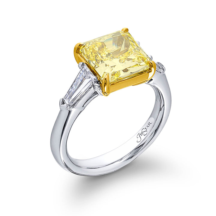 Platinum Radiant-Cut Fancy Yellow Diamond GIA Certified Engagement Ring