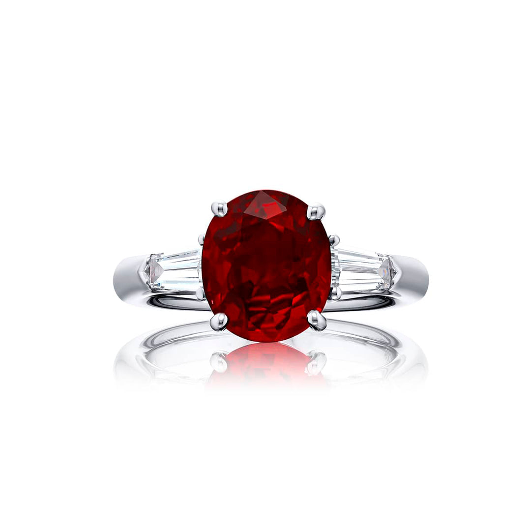 Platinum Oval Thai Ruby Certified Ring