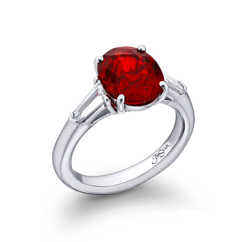 Platinum Oval Thai Ruby Certified Ring