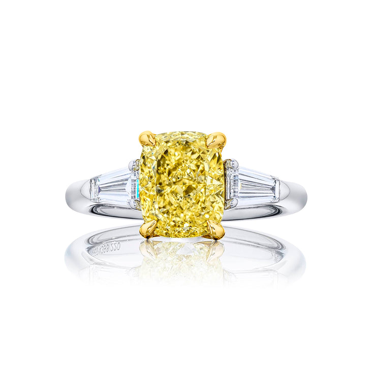 3.25 ct. GIA-Certified Fancy Yellow Cushion-Cut Diamond Ring in Platinum