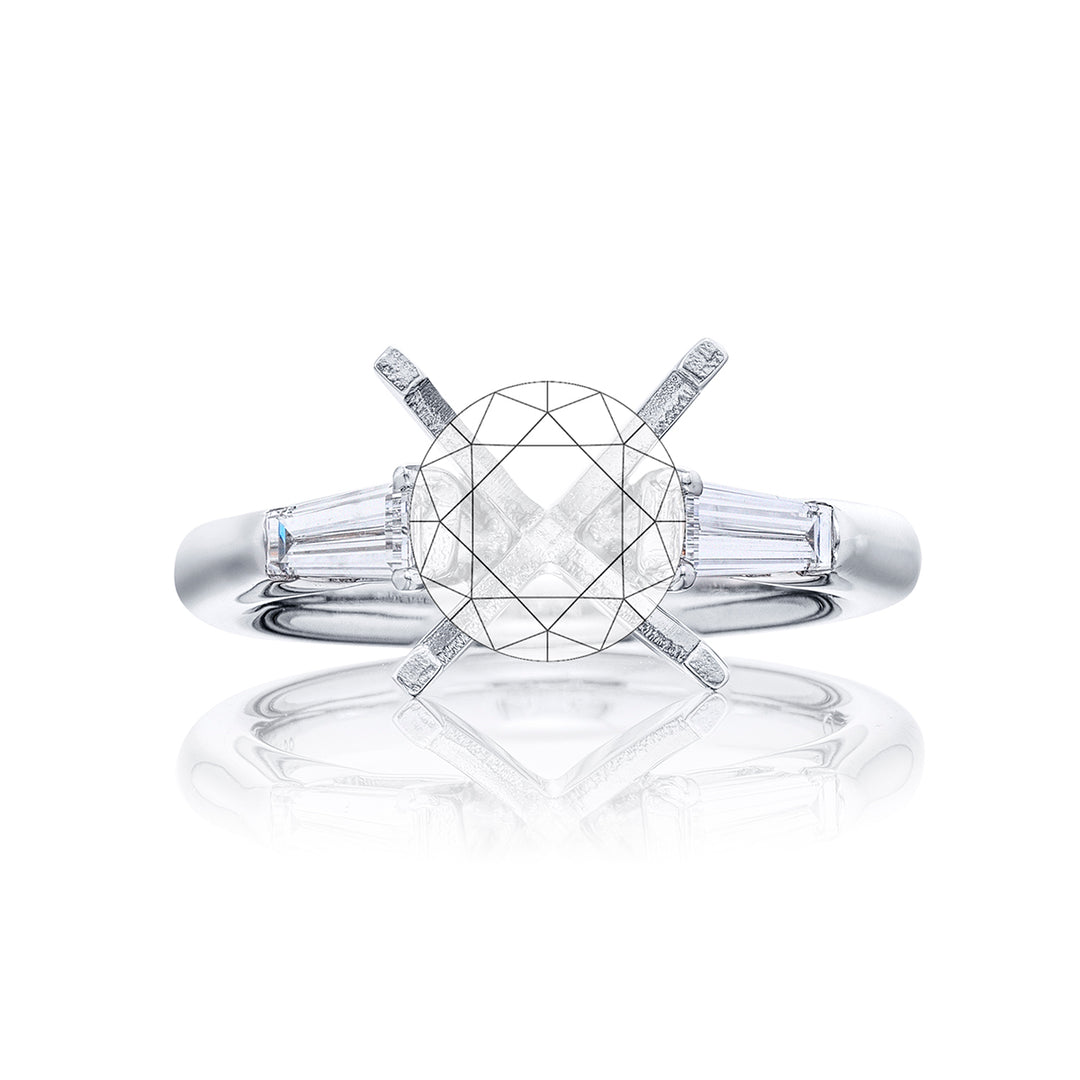 Dazzling Brilliance: Our stunning Diamond Semi-mount. These two beautiful tapered baguette diamonds are set in a channel set handcrafted in pure platinum.
