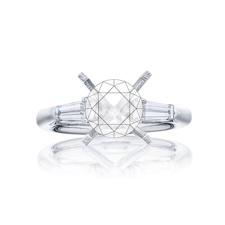 Dazzling Brilliance: Our stunning Diamond Semi-mount. These two beautiful tapered baguette diamonds are set in a channel set handcrafted in pure platinum.
