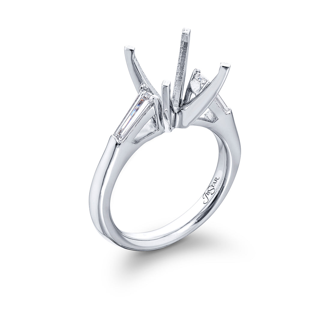 Dazzling Brilliance: Our stunning Diamond Semi-mount. These two beautiful tapered baguette diamonds are set in a channel set handcrafted in pure platinum.