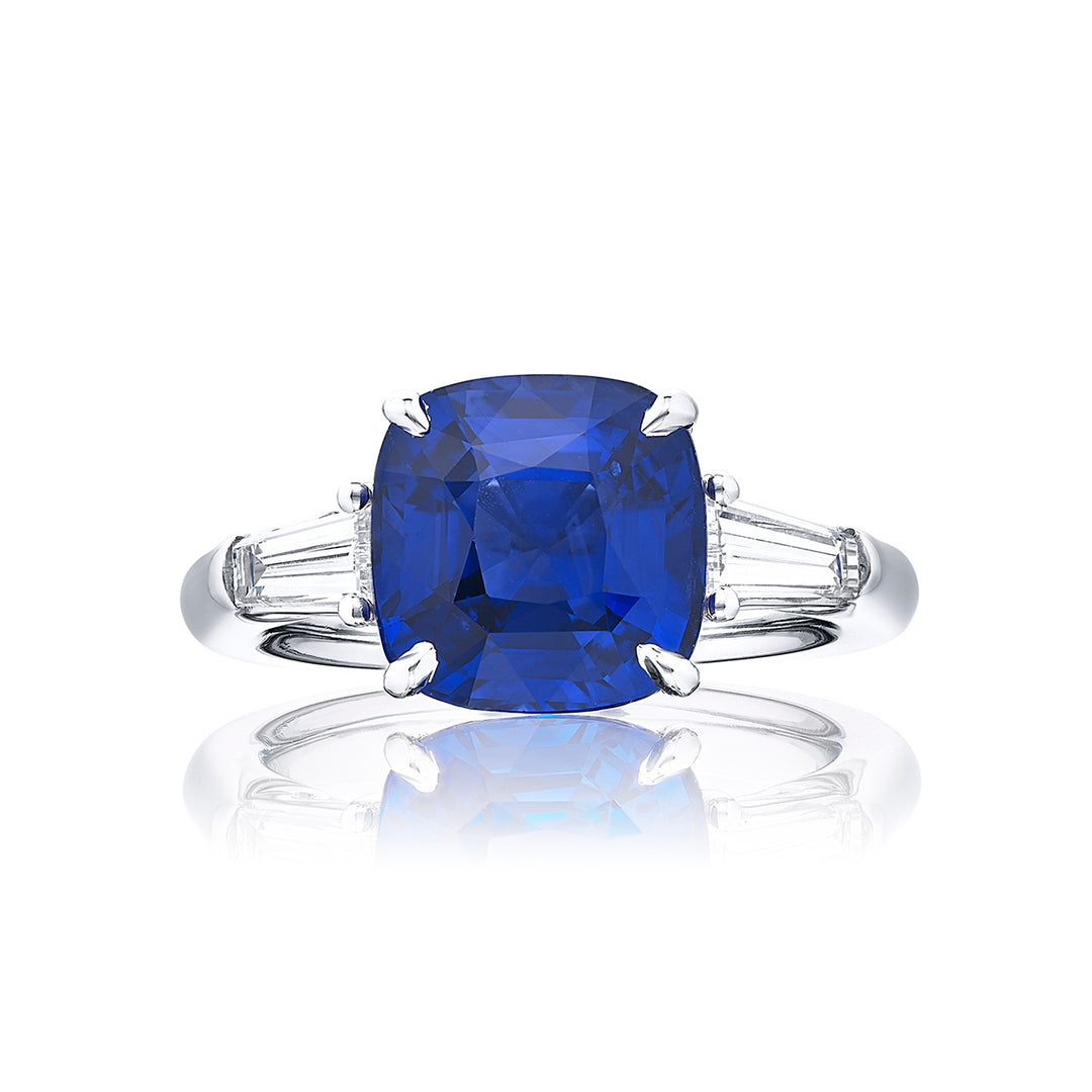 5.20 ct. Certified Cushion-Cut Sapphire & Diamond Ring in Platinum