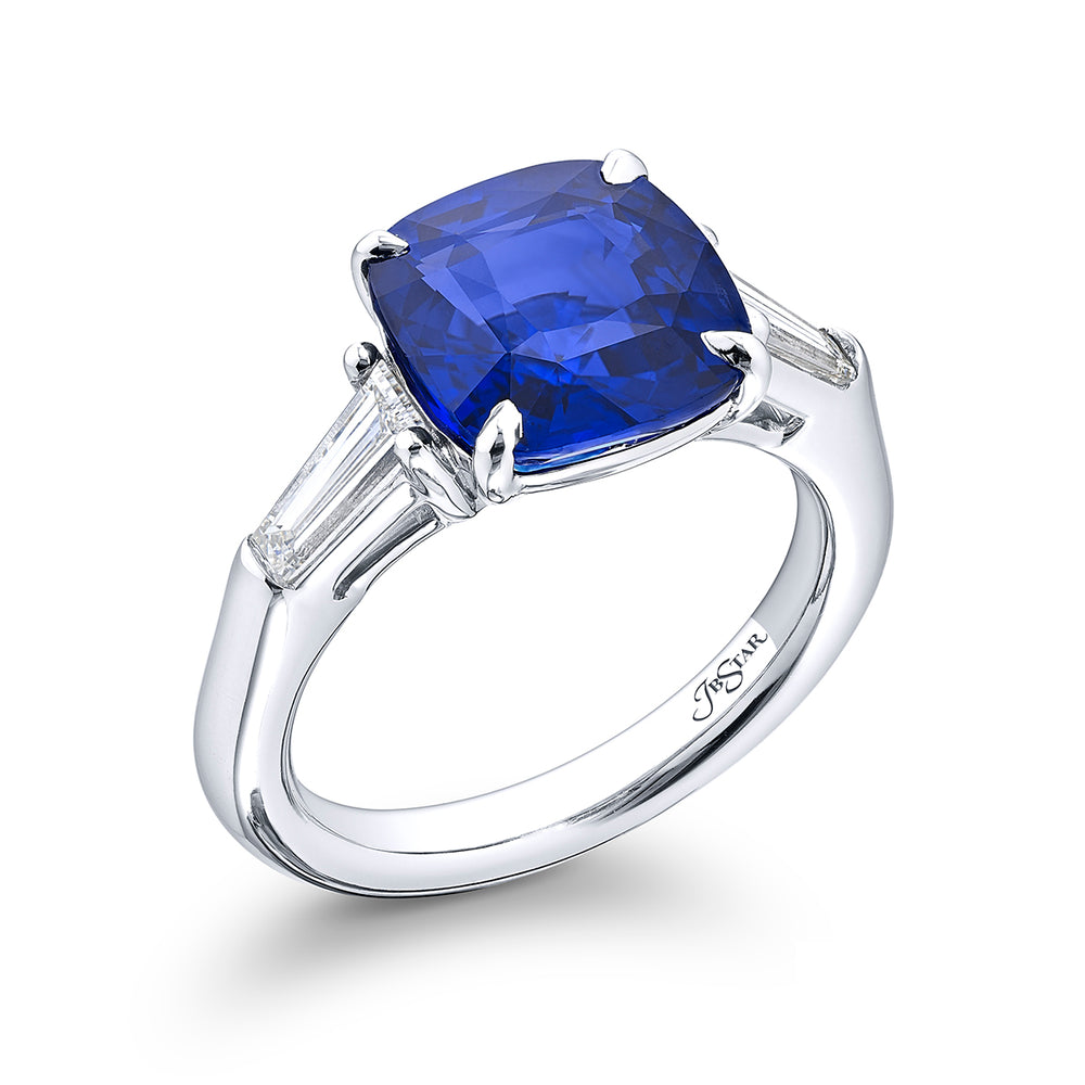 5.20 ct. Certified Cushion-Cut Sapphire & Diamond Ring in Platinum