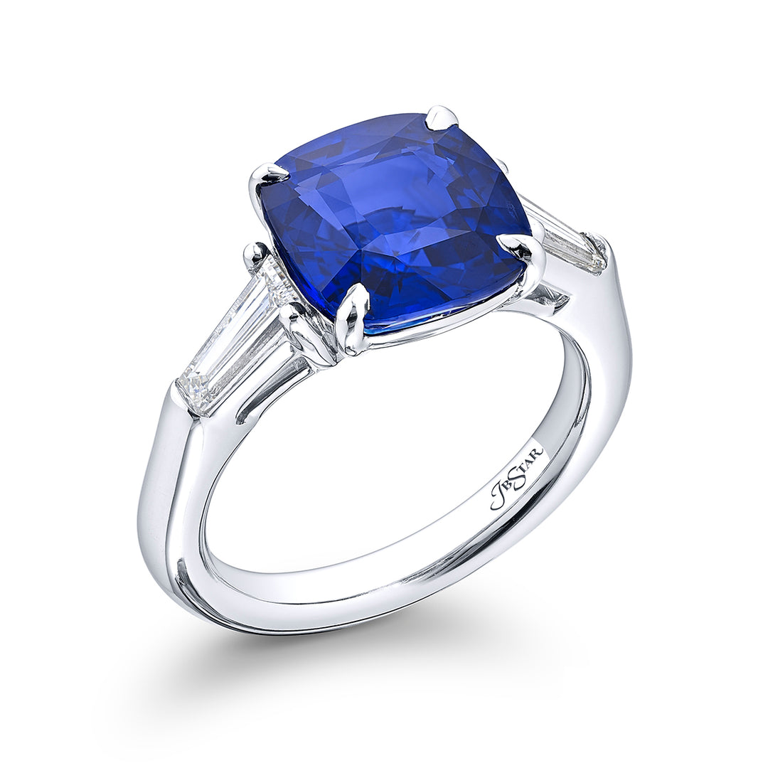 5.20 ct. Certified Cushion-Cut Sapphire & Diamond Ring in Platinum