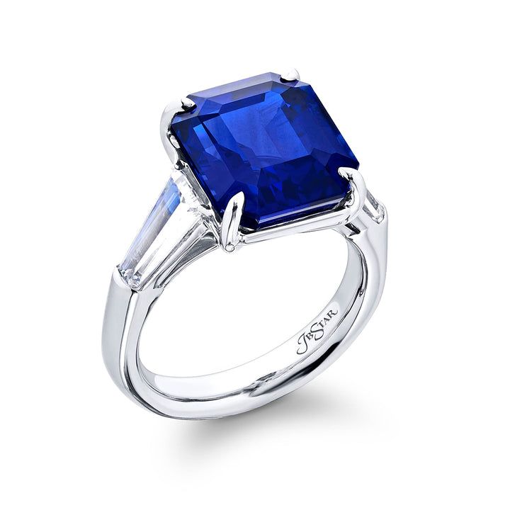 10.03 ct. Certified Square Emerald-Cut Sapphire & Diamond Ring in Platinum