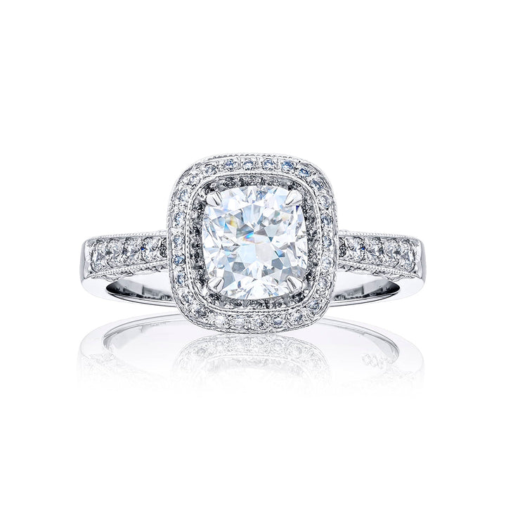 1.02 ct. GIA-Certified Cushion-Cut Diamond Ring with Micro Pave Accents in Platinum