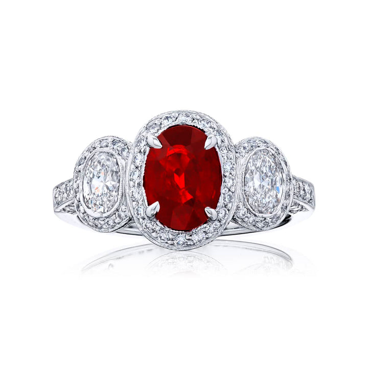 1.66 ct. Burmese Ruby & Diamond Ring in Platinum