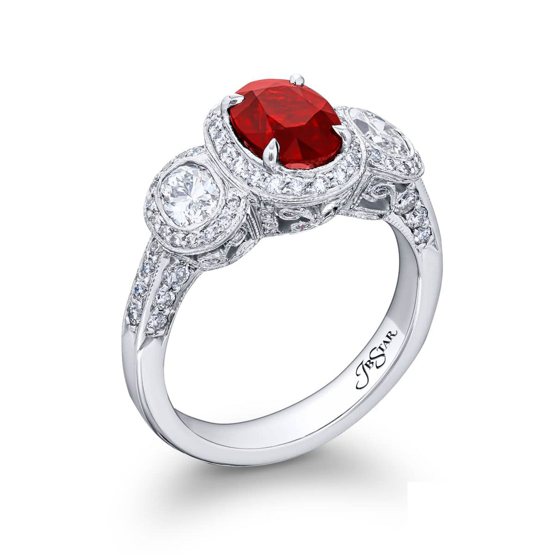 1.66 ct. Burmese Ruby & Diamond Ring in Platinum