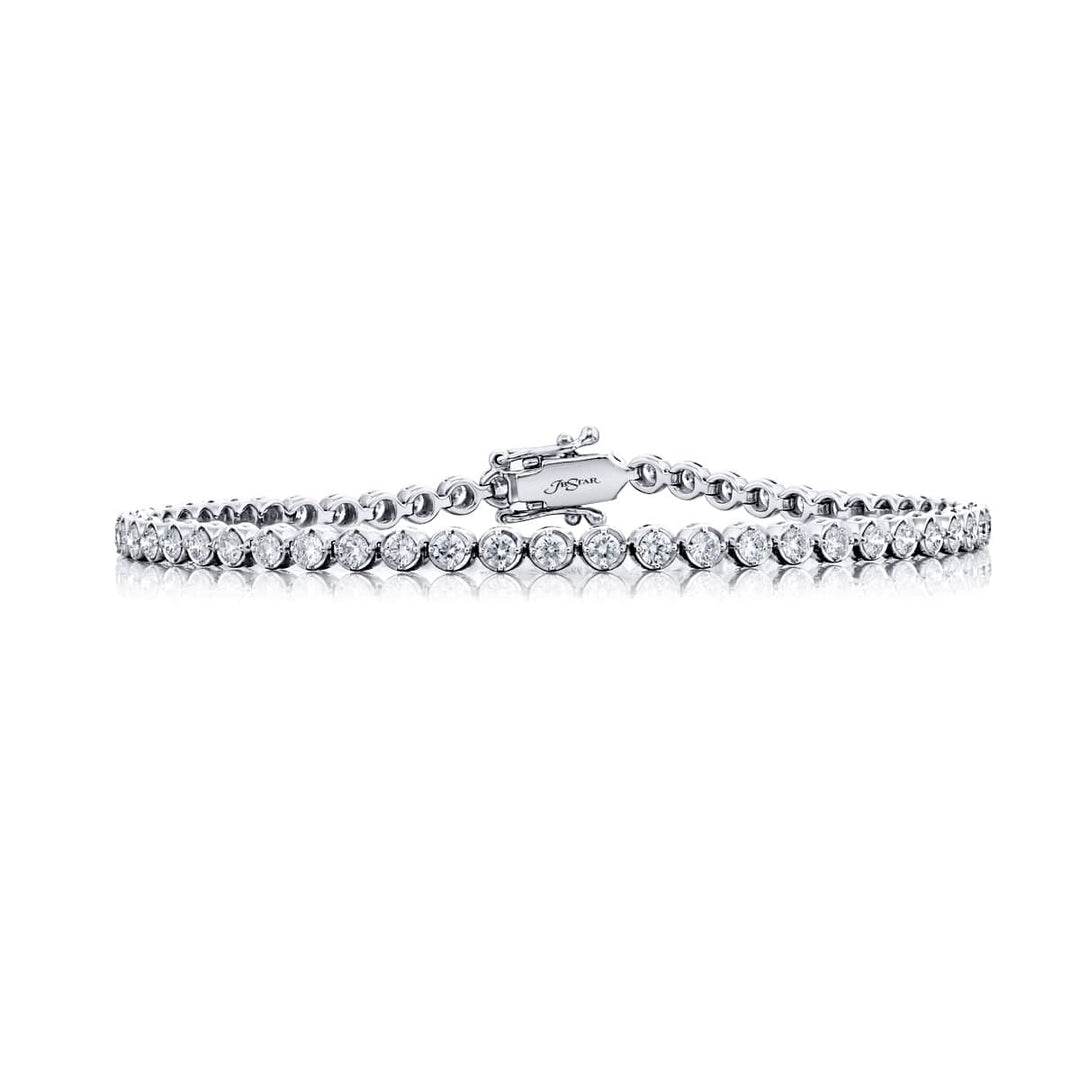 14KW Gold Round Diamond Bezel Bracelet