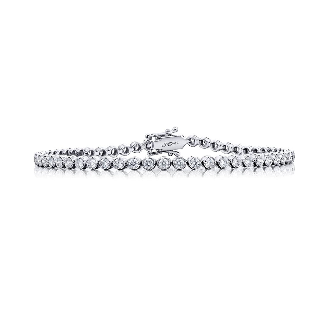 14KW Gold Round Diamond Bezel Bracelet