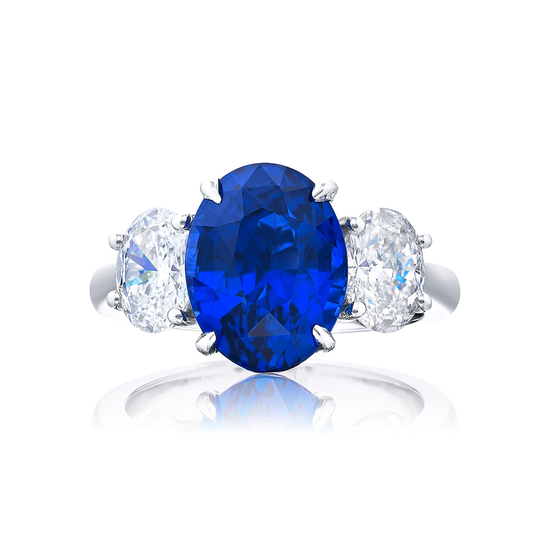 Platinum Oval Sri Lankan Sapphire Certified Ring
