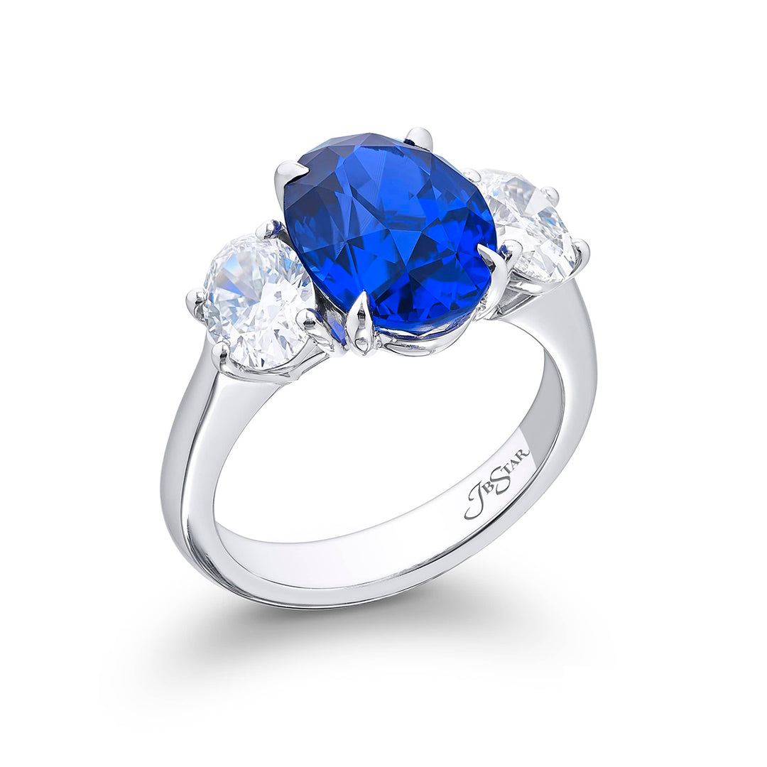 Platinum Oval Sri Lankan Sapphire Certified Ring