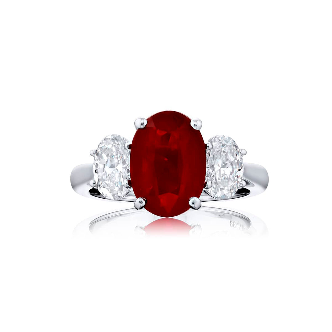 Platinum Oval Burmese Vivid Ruby Certified Ring
