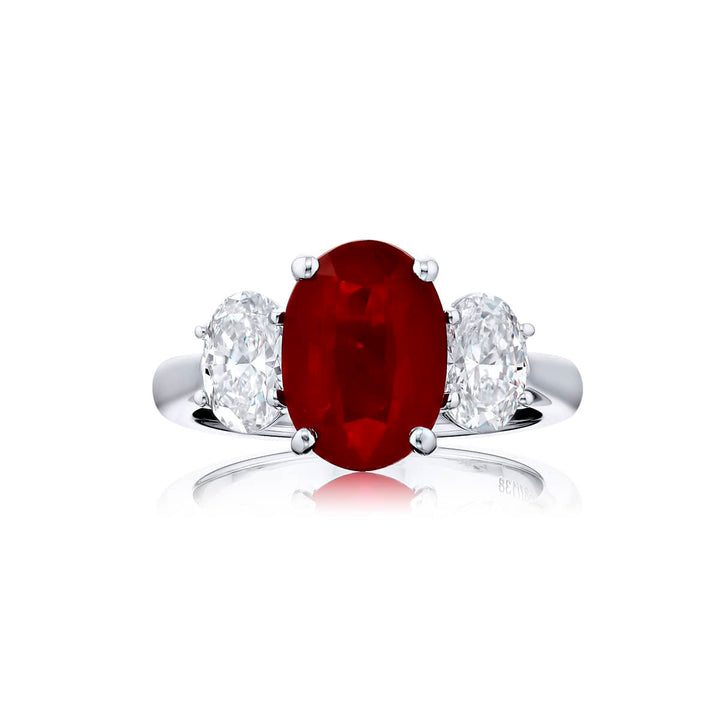 Platinum Oval Burmese Vivid Ruby Certified Ring
