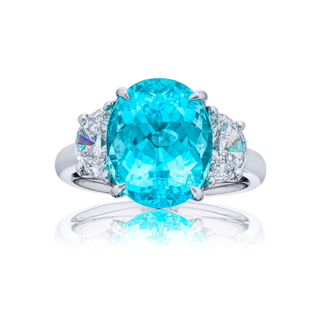 Platinum Oval Paraiba Certified Ring
