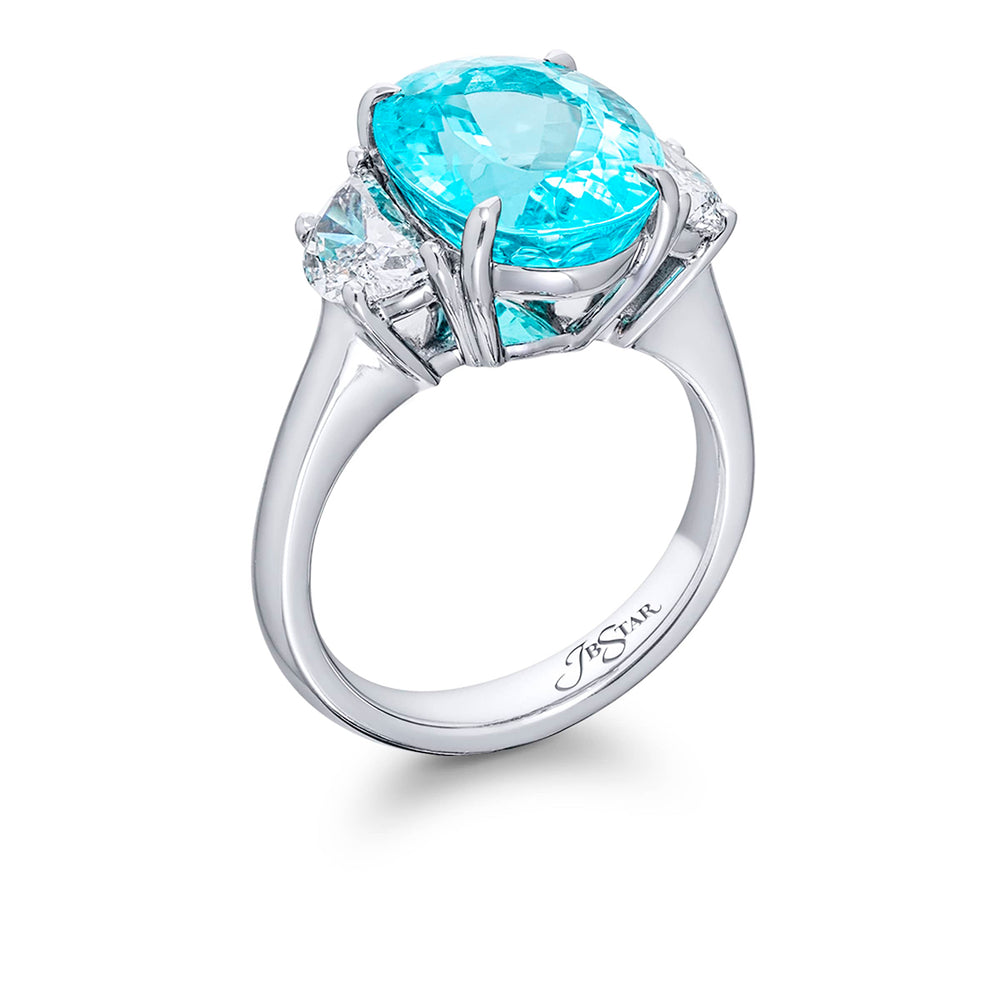 Platinum Oval Paraiba Certified Ring