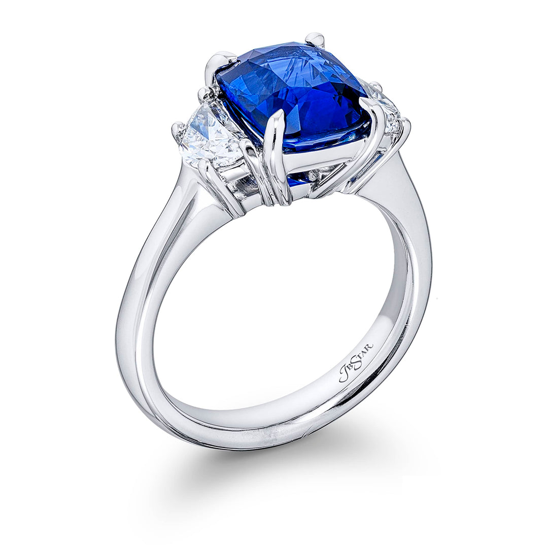 3.98 ct. Certified Sri Lankan Cushion-Cut Sapphire and Diamond Ring in Platinum