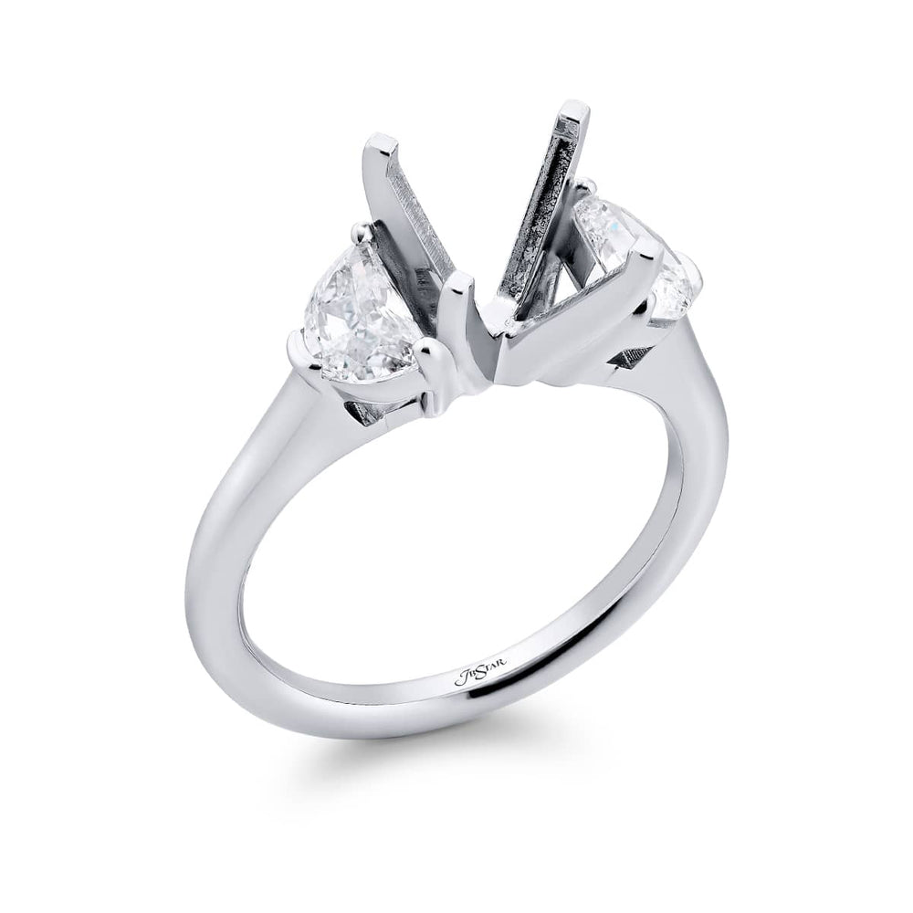 Dazzling Brilliance: Our beautiful Diamond Semi-mount. These two stunning half-moon diamonds in a shared prong setting are handcrafted in pure platinum.