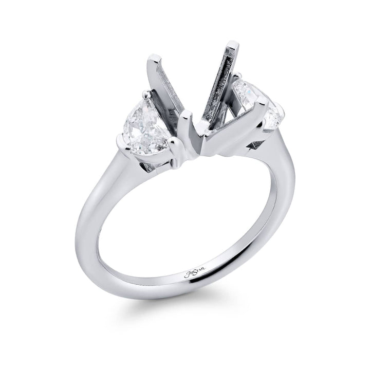 Dazzling Brilliance: Our beautiful Diamond Semi-mount. These two stunning half-moon diamonds in a shared prong setting are handcrafted in pure platinum.