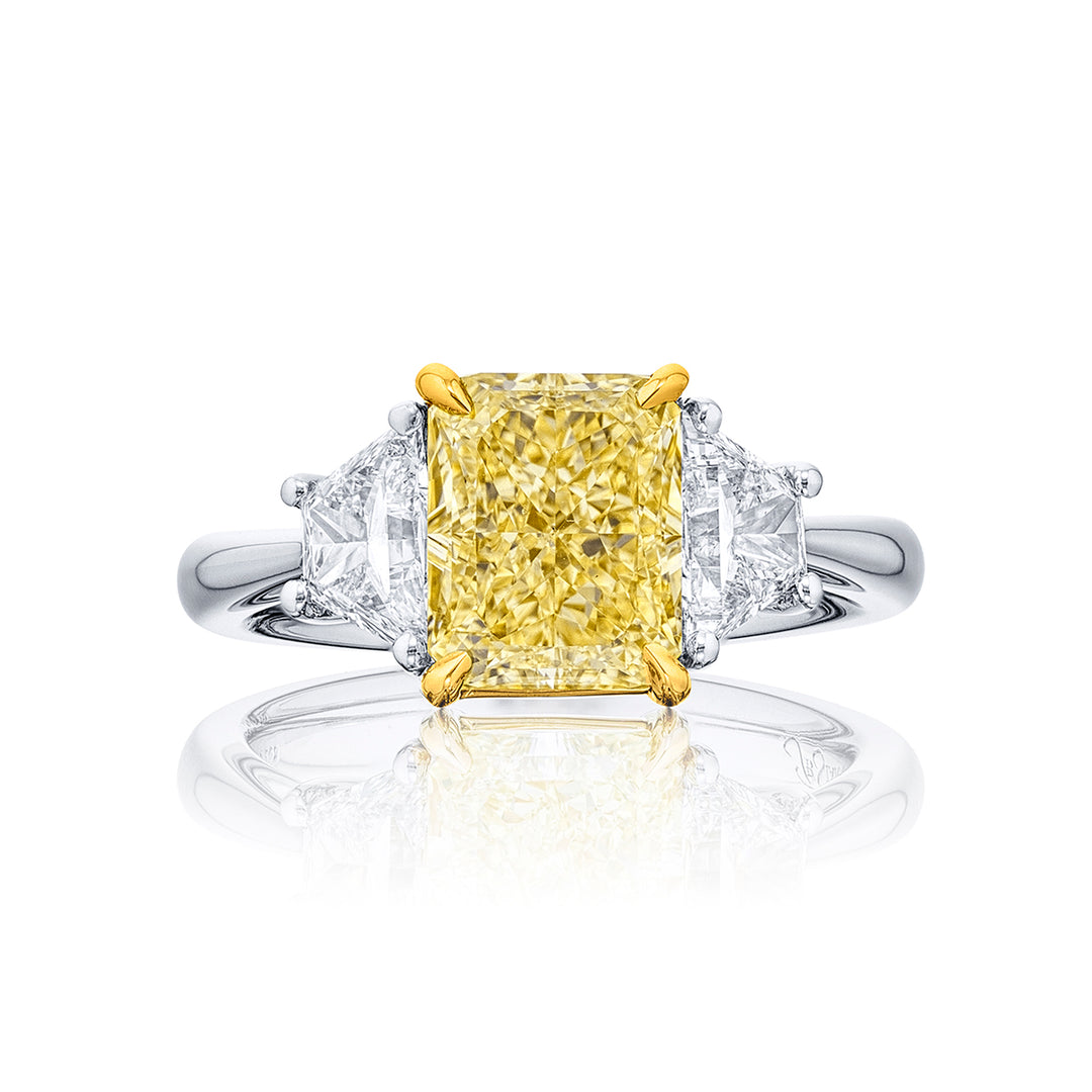 3.01 ct. GIA-Certified Fancy Yellow Radiant-Cut Diamond Engagement Ring in Platinum
