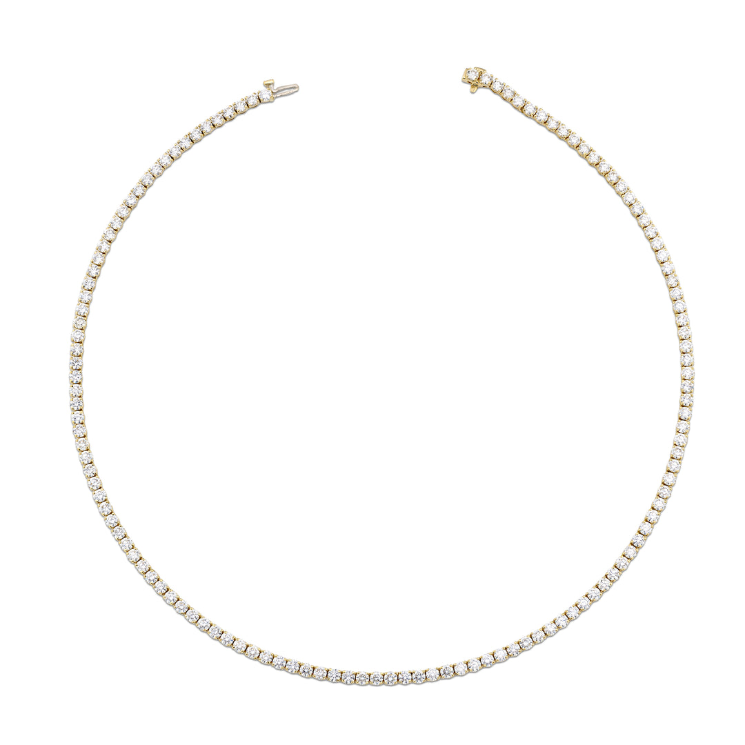 18K Yellow Gold 16 inch Round Diamond Necklace