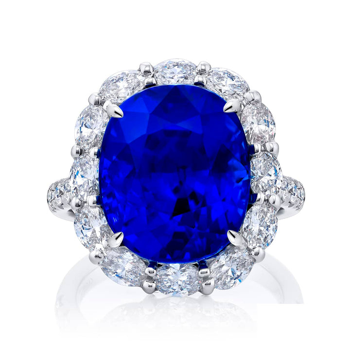 Platinum Oval No-Heat Burmese Sapphire Certified Ring