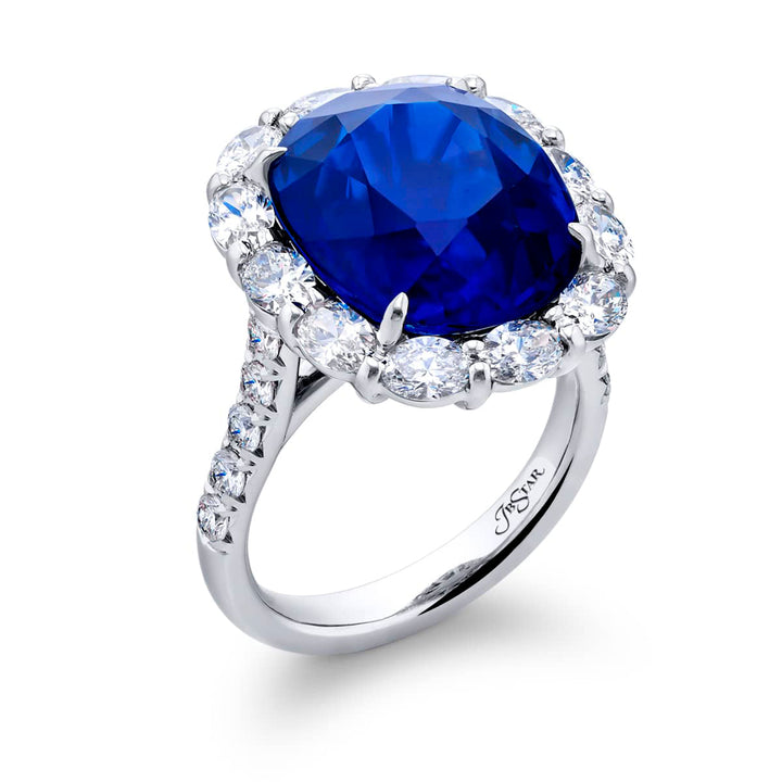 Platinum Oval No-Heat Burmese Sapphire Certified Ring