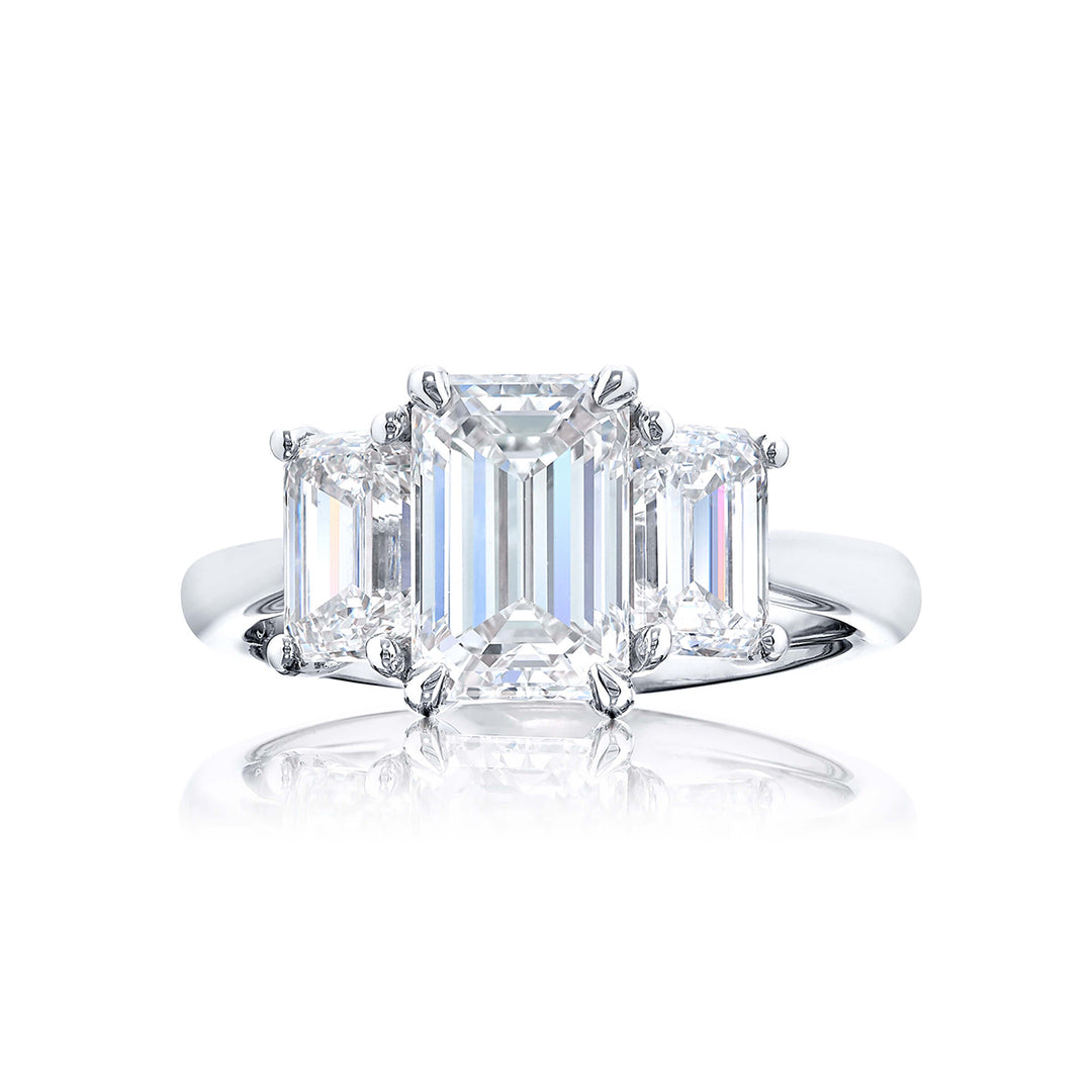 Platinum Emerald-Cut Diamond GIA Certified Engagement Ring