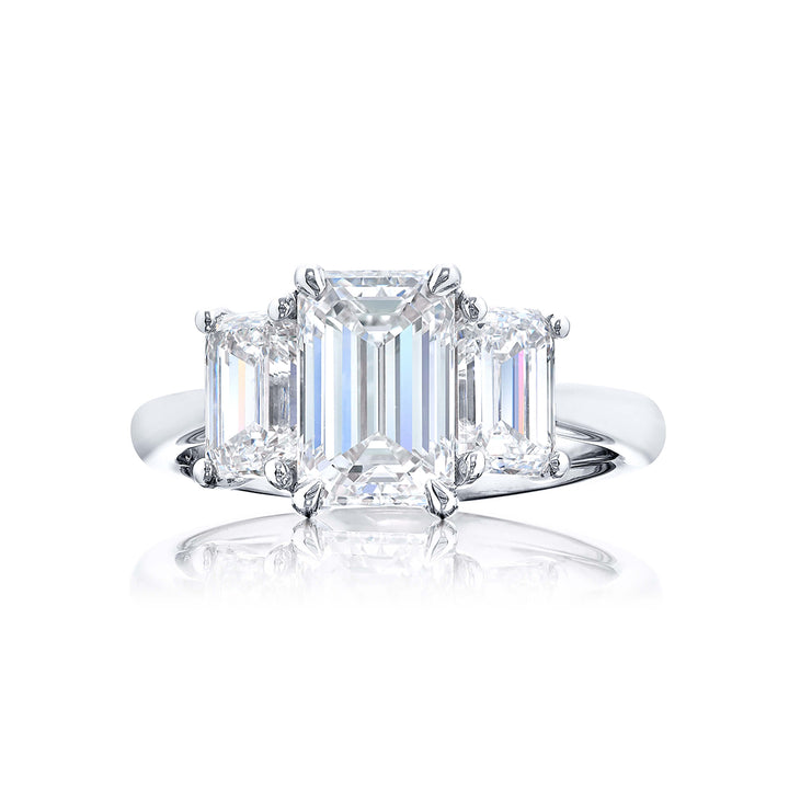 Platinum Emerald-Cut Diamond GIA Certified Engagement Ring