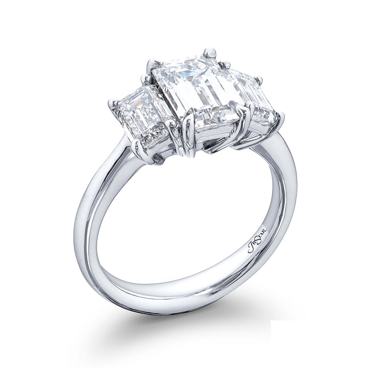 Platinum Emerald-Cut Diamond GIA Certified Engagement Ring