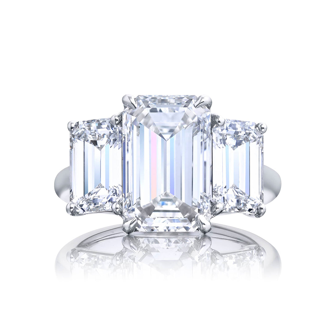 Platinum Emerald-Cut Diamond GIA Certified Engagement Ring