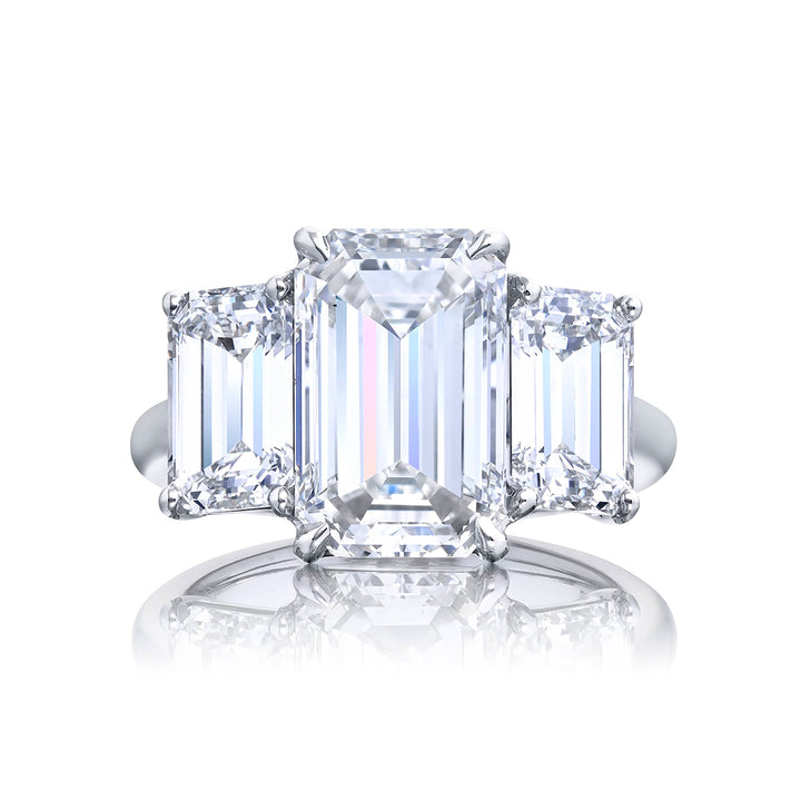 Platinum Emerald-Cut Diamond GIA Certified Engagement Ring