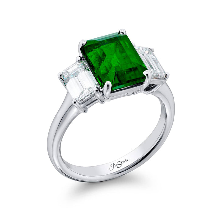 6.21 ct. Certified Emerald-Cut Pink Sapphire and Diamond Ring in Platinum
