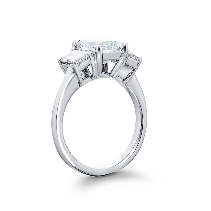 6.21 ct. Certified Emerald-Cut Pink Sapphire and Diamond Ring in Platinum