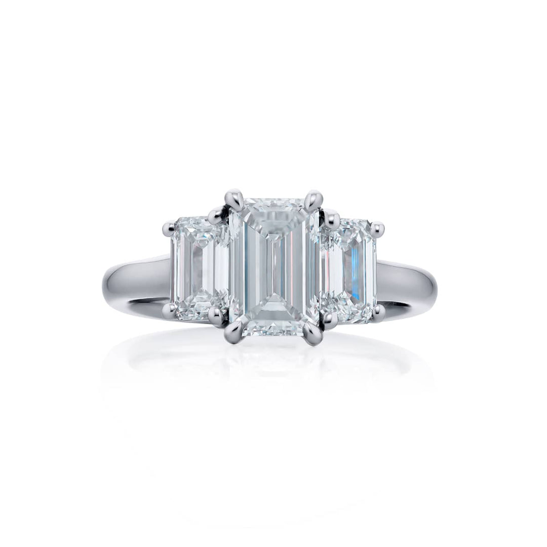 Platinum Emerald-Cut Diamond GIA Certified Engagement Ring