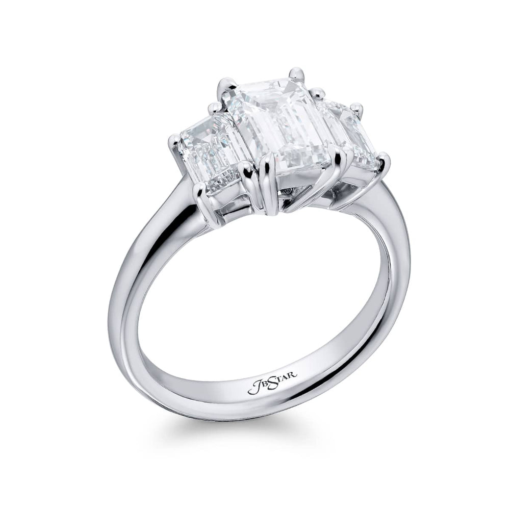 Platinum Emerald-Cut Diamond GIA Certified Engagement Ring