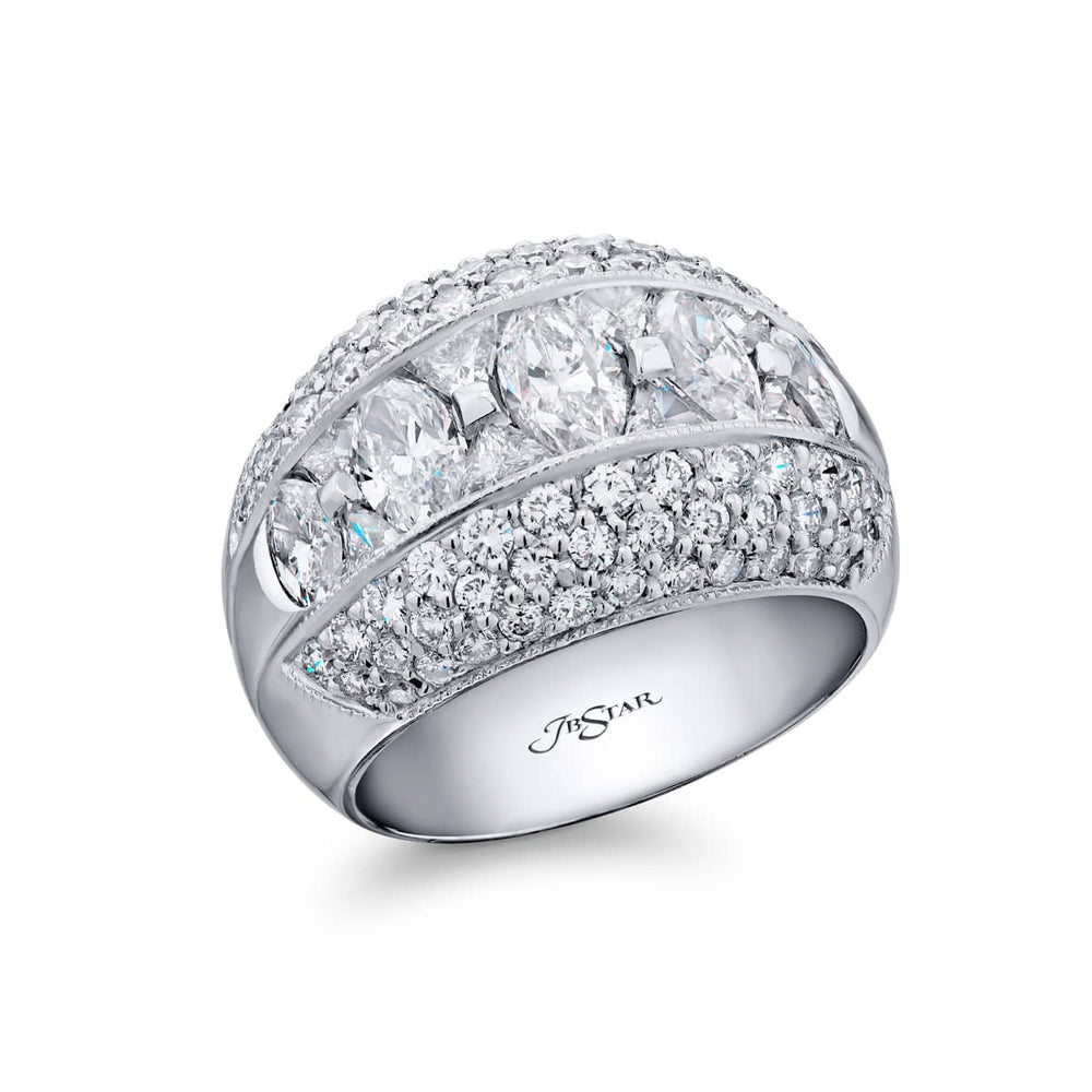 Platinum Marquise and Trillion Diamond Three-Row Band